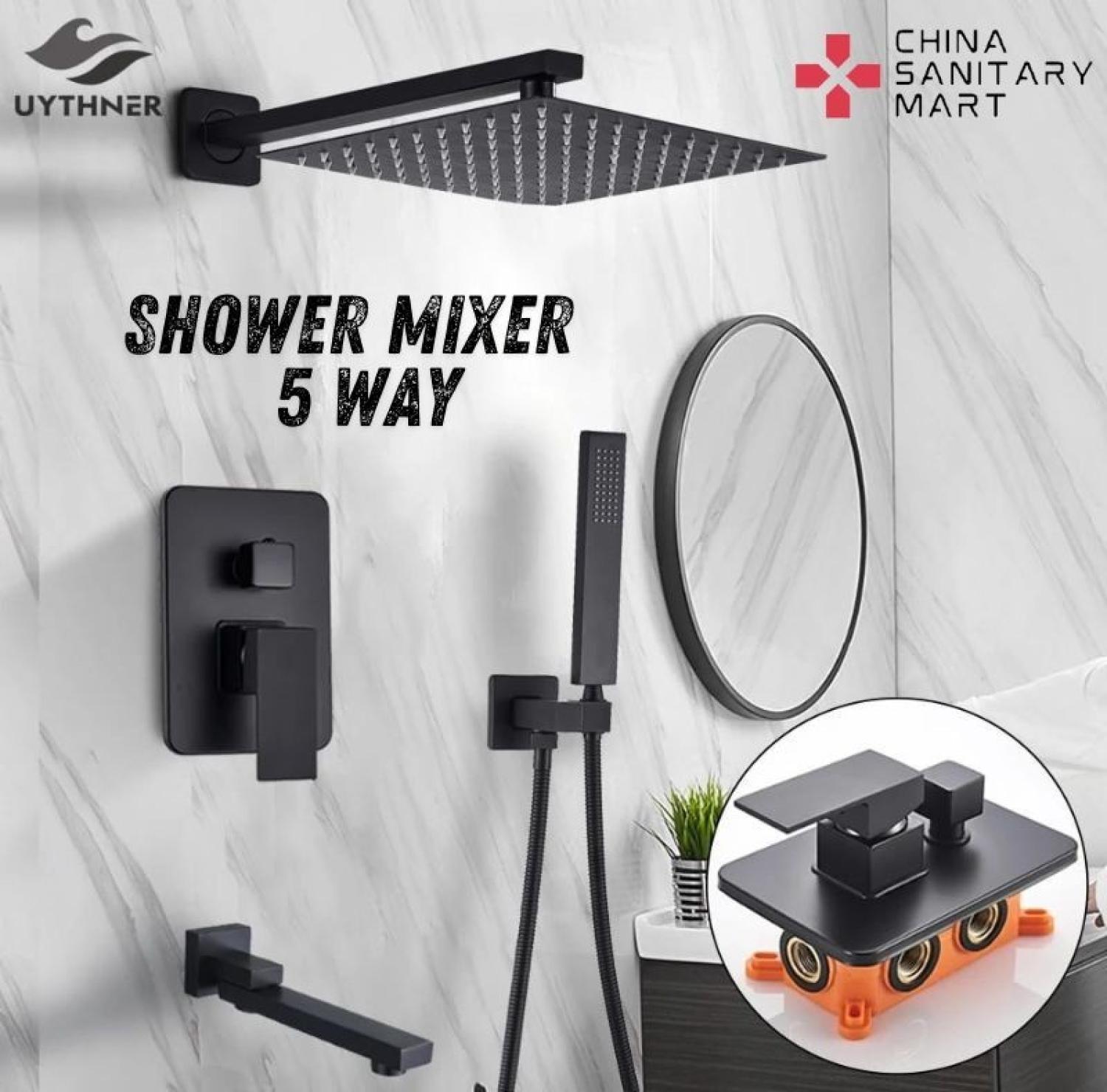Shower Mixer black, 5 way shower mixer black,